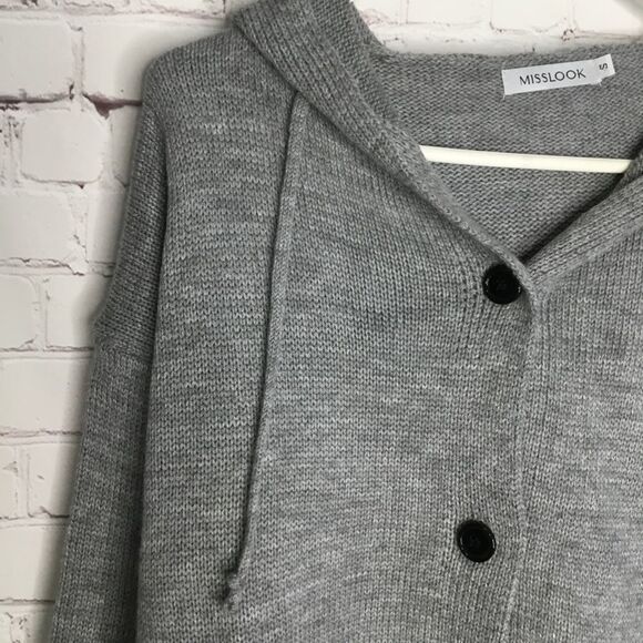 Misslook Women's Gray Knit Button Up Cardigan Size S - Picture 5 of 15